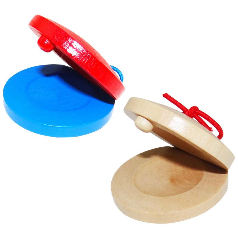 1pc Wooden Percussion Instrument Education Toy Classroom Clap Board Funny Finger Castanets For Kid Theme Party Spanish Castanets