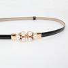 Korean-Style Pearl Buckle Adjustable Thin Leather Belt for Women’s Dress or Sweater