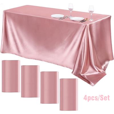 4pcs Rectangle Wedding Satin Tablecloth Bright Smooth Silk Table Cover for Wedding Banquet Anniversary Dining Table Decor