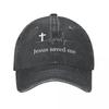Jesus Saved Me Baseball Cap Vintage Distressed Washed Headwear Unisex Style Outdoor Activities Unstructured Soft Caps Hat