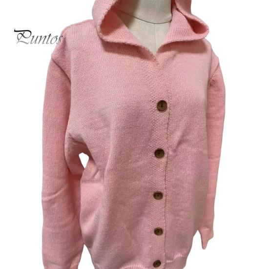 Women Cardigan Women's Hooded Sweater Casual Long Sleeve Button Classic Outerwear Down Knit Hoodie Coat Oversized Fall Simple Design Jacket