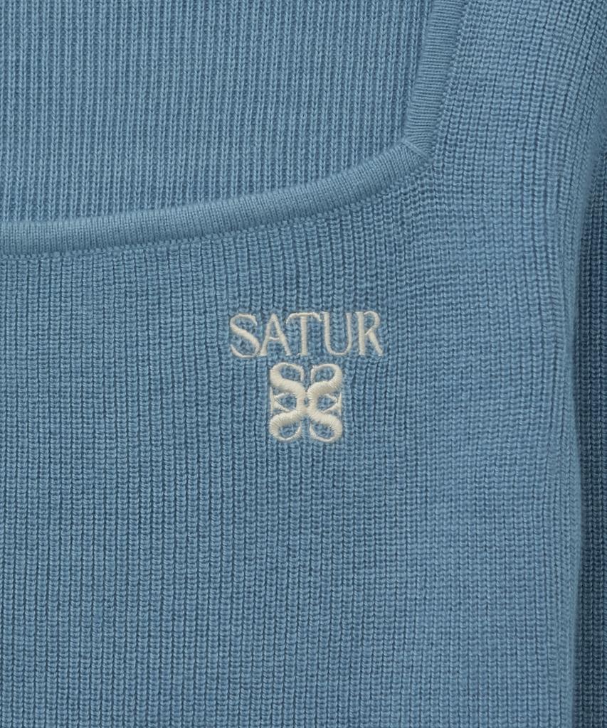 Seteo (W) Square Neck Knit Long Sleeve Blue