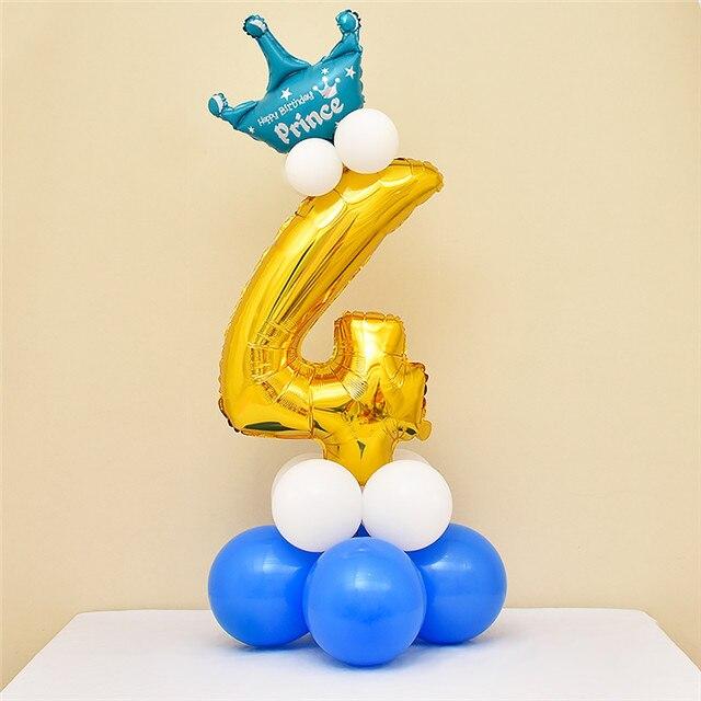 

32 дюйма 0-9 черный, золотой, синий воздушный шар с цифрой, короной, цифрой, баллон из гелиевой фольги, детский душ, день рождения, вечеринка, свадебный декор, поставки шаров золотой