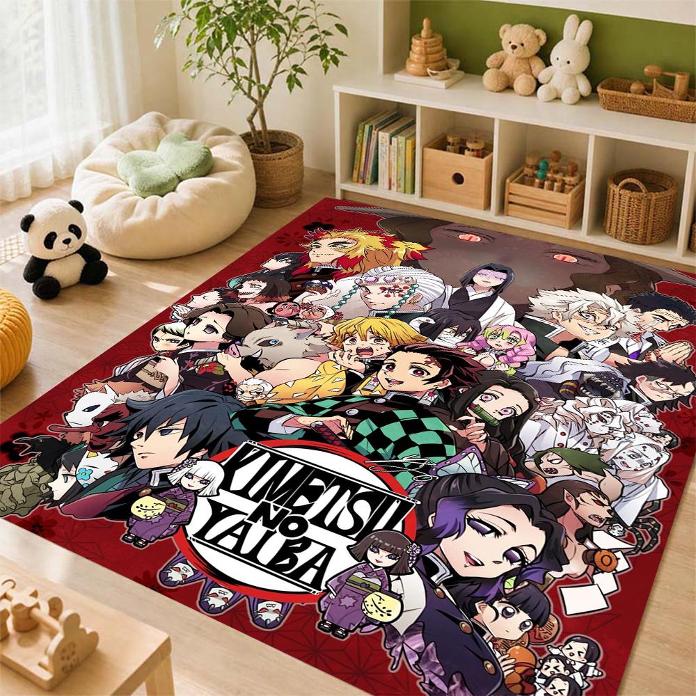 Demon Slayer Character Collection Indoor Rug Thick Nonslip Carpet For Study Reading Area Home Decor Halloween Gift