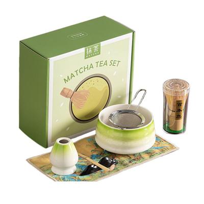 Čajový obřad Matcha Japonský čajový obřad Čajová lžička Chashaku Matcha a metlička 7dílná sada, Nádobí, Miska, 100-vláknová metlička Chasen, (Čajová naběračka), Prášek, (Světlo