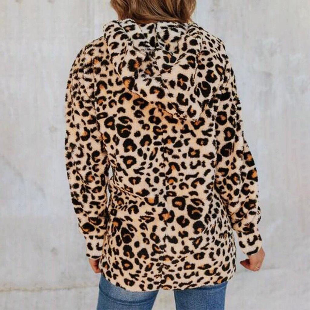 Fashion Women's Leopard Faux-Fur Fuzzy Warm Winter Oversized Outwear Long Coat