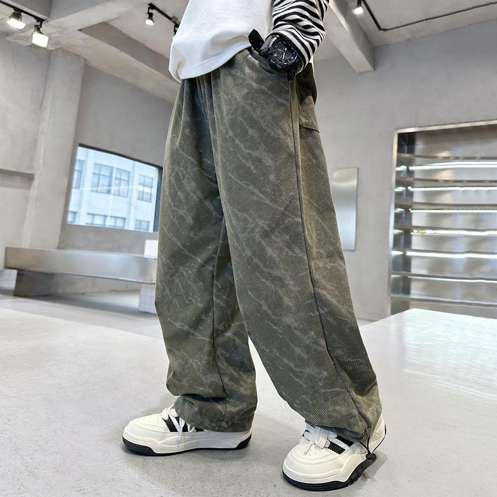 

Boys Corduroy Fashion Trend Pants - 2024 Autumn/Winter Casual Straight Trousers Size 170