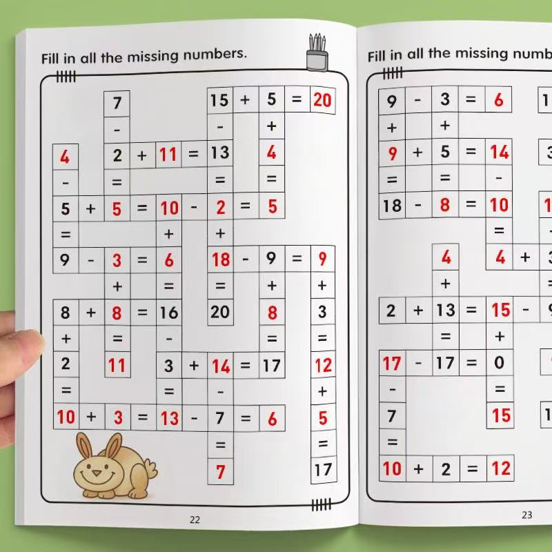 32 Pages Math Crossword Puzzles Workbook | Addition and Subtraction Practice for Kids | Essential Arithmetic Learning