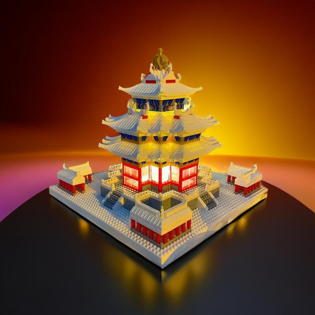 KNEW BUILT LED-lit Guanghan Palace Micro Mini Building Blocks Stunning Decorative Gift Toys for Patient Home Decorations