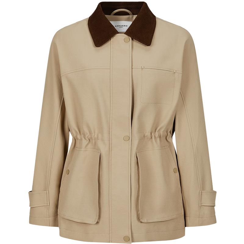 Jiu Zi Anna Kou Barn Style Lapel Waist Trench Coat
