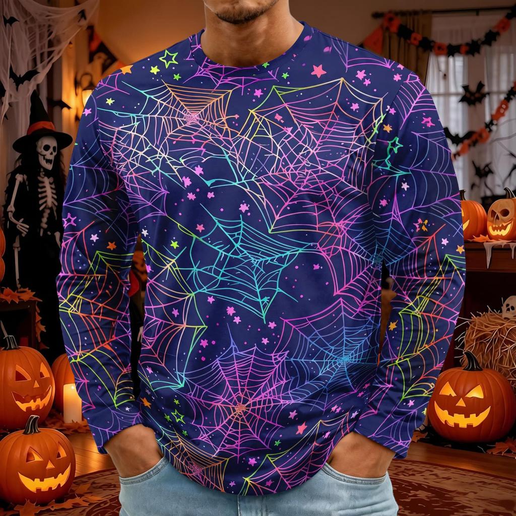 Men's Halloween Long Sleeve T-Shirt Neck Loose Fit Casual Versatile Top