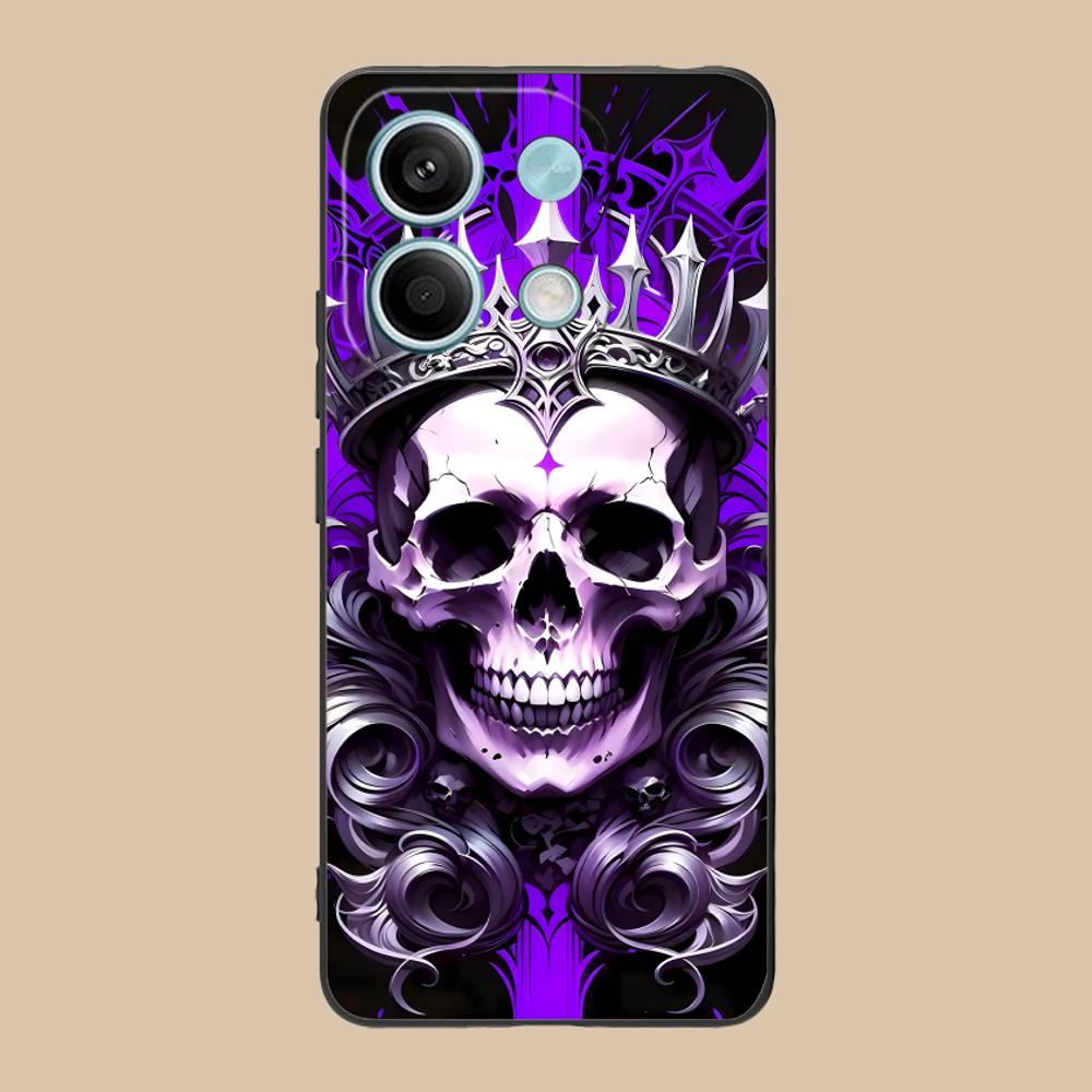 

Luxury Silver Skull Mobile Phone Case for POCO M7 M6 M5 M4 M3 X7 X6 X5 X4 X3 Pro GT 5G Colorful Printing Cover Cellphones Luxury Poco X3 GT