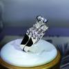 Copper Luxury Fashion Six-Claw White Zircon Double Ring For Women Party Engagement Birthday Jewelry Gift