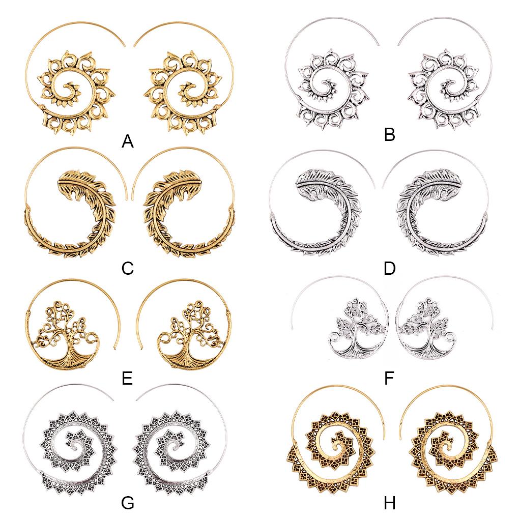 Runde Spiral-Ohrringe Vintage Damen Dekorationen Alltagskleidung Ohrhänger Anhänger Persönlichkeit Beliebte Accessoires Hängeohrring