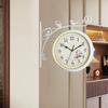 Double Side Wall Clock Dial Diameter 10 Inch Silent Decor Station Round for Patio Balcony