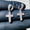 Huitan Dazzling Cross Pendant Earrings for Unisex Stylish Male Hiphop Accessories with Bright Zirconia Luxury Jewelry for Women