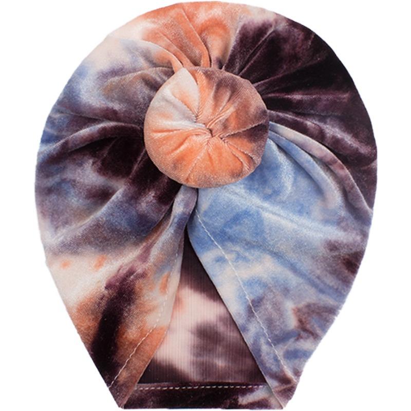 Autumn New Baby Golden Velvet Donut Hat, Children's Creative Tie-dye Pullover Hat, Baby Hat