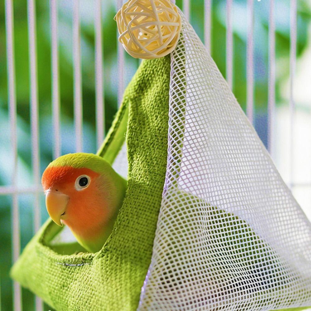 Breathable Net Summer Cooling Nest Triangular Bird Hammock Bird Hanging Tent  Hiding House