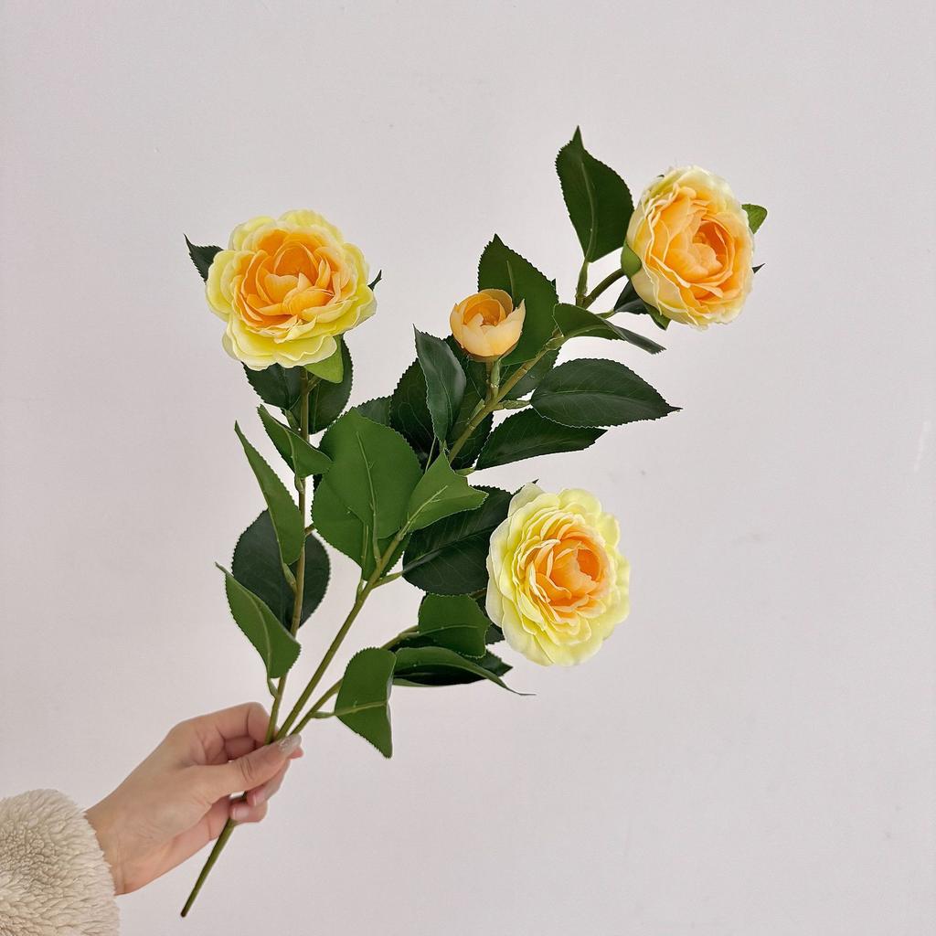 Künstliche Kamelien Gardenien Blumenäste, Mehrköpfige Seidenblumen für Vase, Heimdeko Mittelstück Foto Requisite