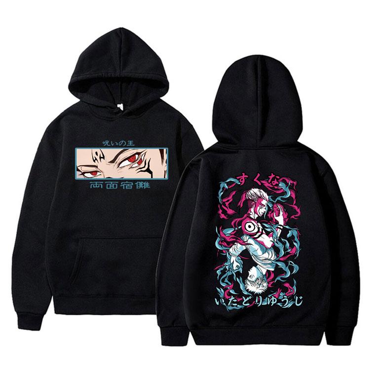 Anime Jujutsu Kaisen Print Hoodie Manga Itadori Yuji Ryomen Sukuna Graphic Hoodies Vintage Oversized Cotton Men Women Clothes