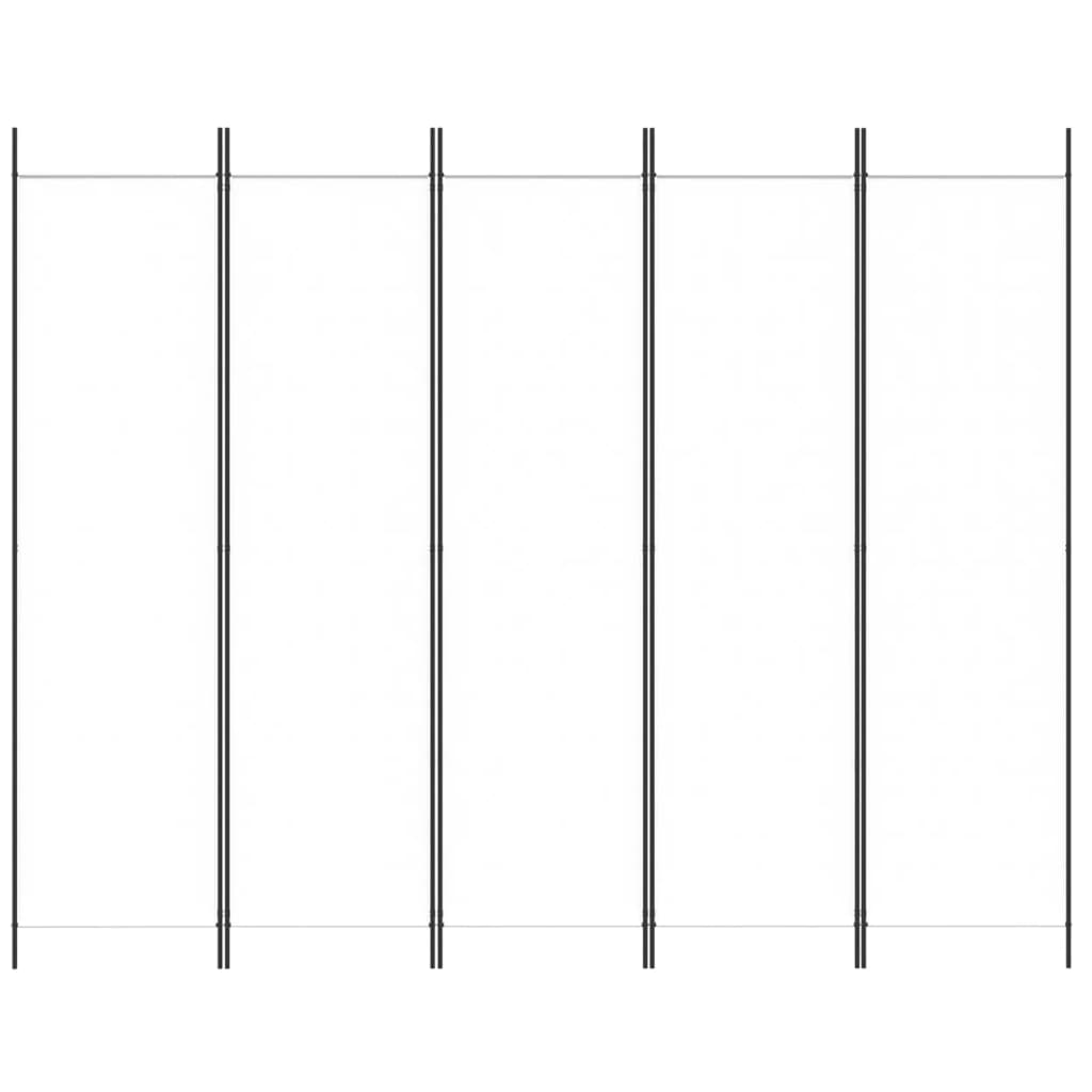 Vidaxl 5-Panel Room Divider, White, 250X200 Cm, Fabric