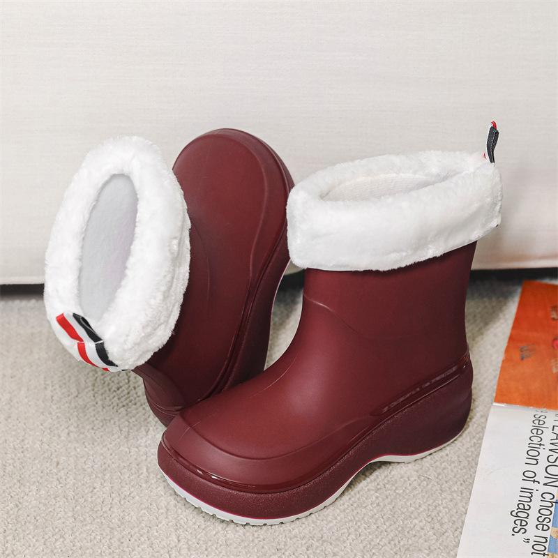 Fashion Rain Shoes Women's Short Rain Boots Waterproof and Sweet Solid Color Rubber Shoes Kitchen Non-slip Car Wash Work Wear-resistant