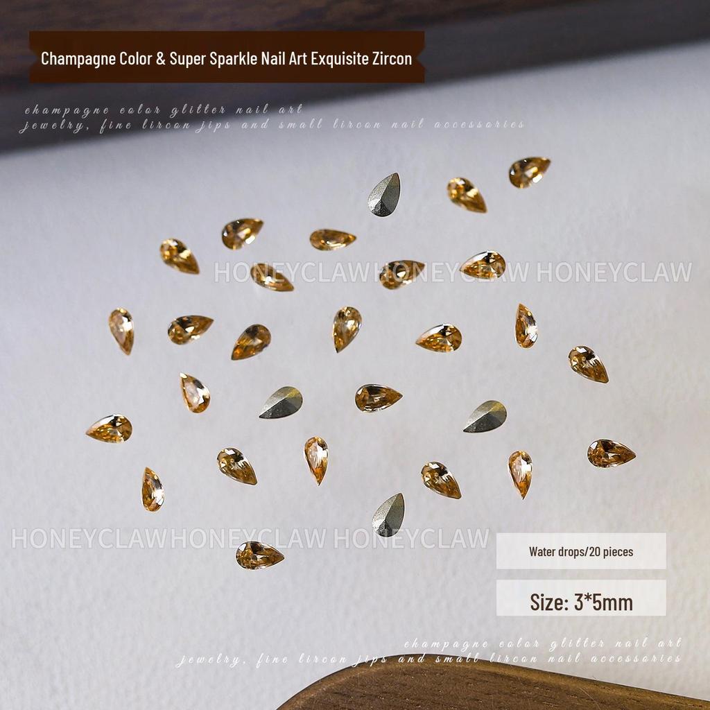 5A Champagne Champagne & Coffee Tone Zirconia Nail Art Rhinestones - Irregular Shapes: Water Drop, Horse Eye, Pigeon Egg.