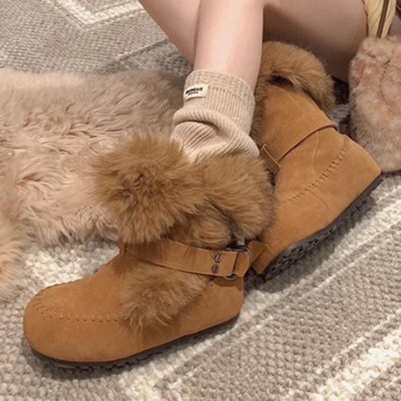

Мех Женские Снежные Ботинки Балетки Дизайнерская Замша Теплая Обувь Короткий Плюш Зимняя Мода Хлопковая Обувь Комфорт для Ходьбы Mujer Botas 40