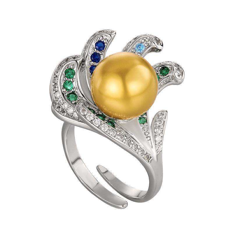 Jewelry Set Pearl Necklace Ring Earring Nanyang Retro Gold High-end Feeling Women's Fashion