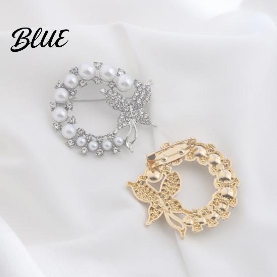 Elegant Butterfly Jewelry Ladies Brooch Pin Rhinestone Faux Pearl Lapel