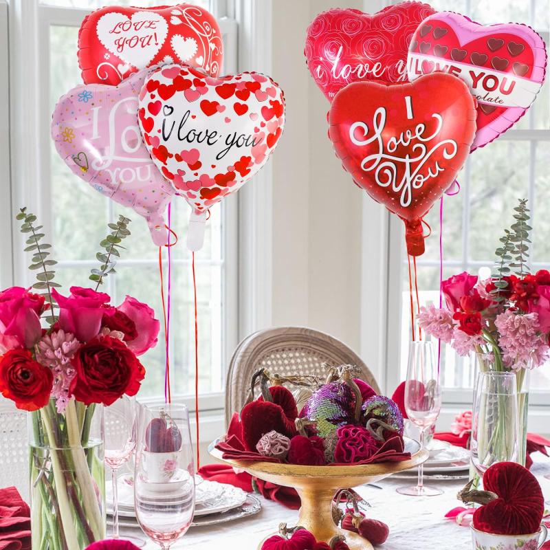 10pcs Random Love Valentine's Day 18-inch Foil Heart-shaped I Love You Balloon Set For Wedding Engagement Party Decoration