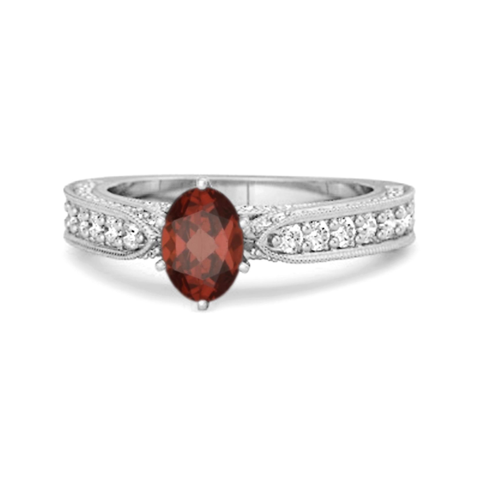 Garnet Tapered Five Stone Ring - 925 Sterling Silver 11
