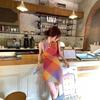 Women Summer Halter Mini Dress, Rainbow Multicolor Argyle Plaid Print Sleeveless Slim Fit Vacation Party Short Dress