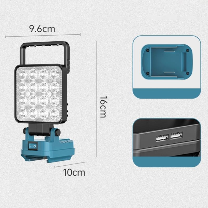 4Inch 3000Lumens Cordless LED Work Light With Double USB Charging Port For DCB206 20V batteries Camping Fishing Light