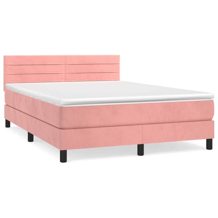 Maison Exclusive - Sommier à lattes de lit avec matelas Rose 140x190 cm Velours