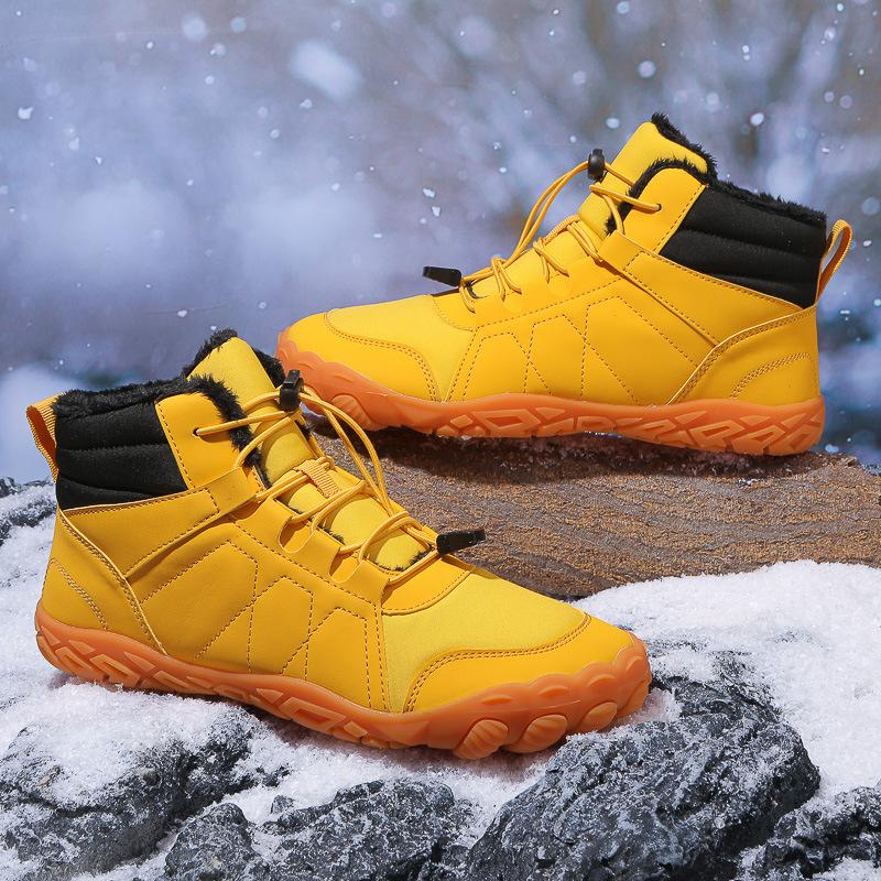New Men's Snow Boots Bare Foot Plus Pile Thickened Single Shoes Waterproof Non-slip Cotton Boots M1037