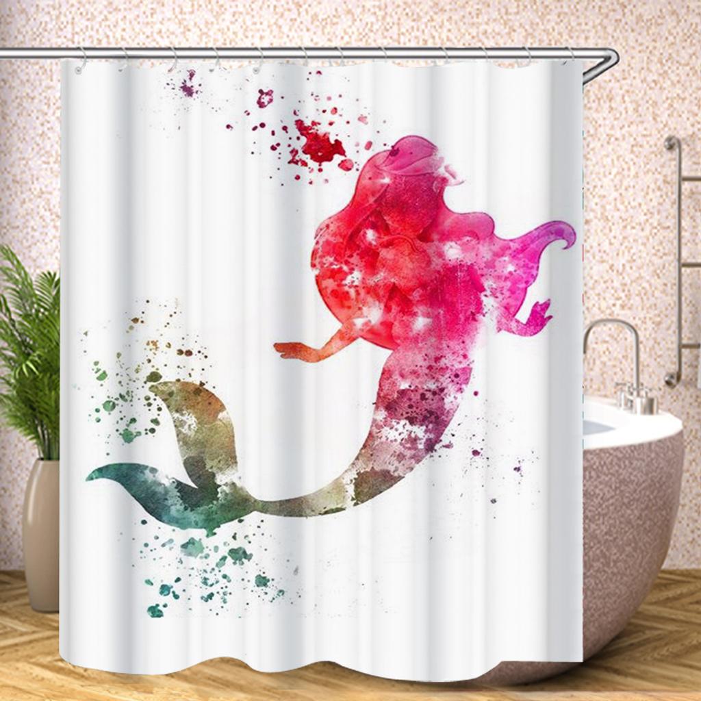 Mermaid Anime Shower Curtain Cute Bath Waterproof Curtains For Living Room Luxury Set Screen Bathroom Accessories Sets