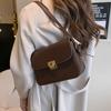 Vintage Buckle Shoulder Bag Solid Color Women's Armpit Bag Korean Small Square Bag  Female