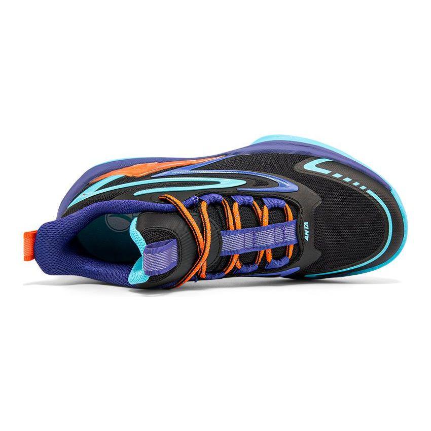 Anta Kids Cement Nemesis Non-Slip Shock Absorbing Wear-Resistant Mid-Top Basketball Shoes Kids basketball shoes Black Purple A312331133-3
