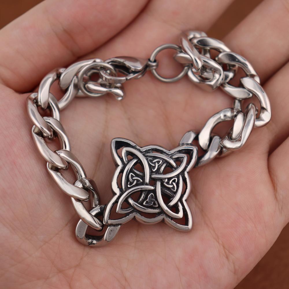 Retro Witch Knot Bracelet for Men Stainless Steel Viking Celtic Knot Bangle Trendy Jewelry Gift