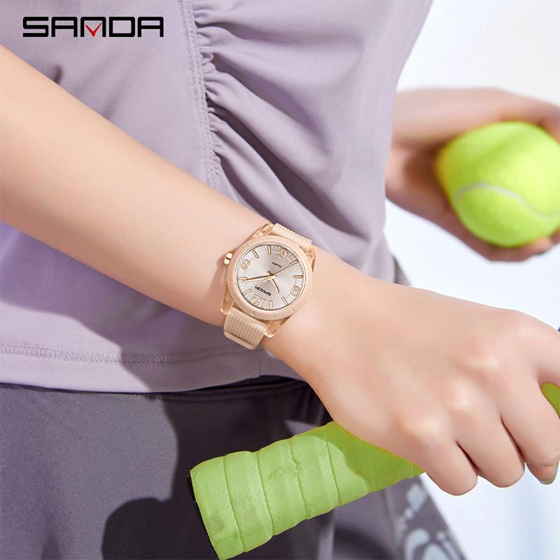 SANDA 6277 Case Children's Quartz Watch Waterproof Night Light Leisure Student Quartz Watch Top Brand Transparent