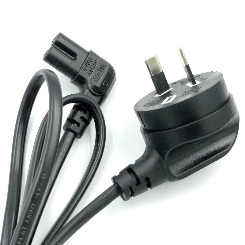 L-Shaped C7 90-Degree Power Cord: Compatible with National, European, American, Australian, Japanese, British, and Korean Standards. 8-Character Tail.