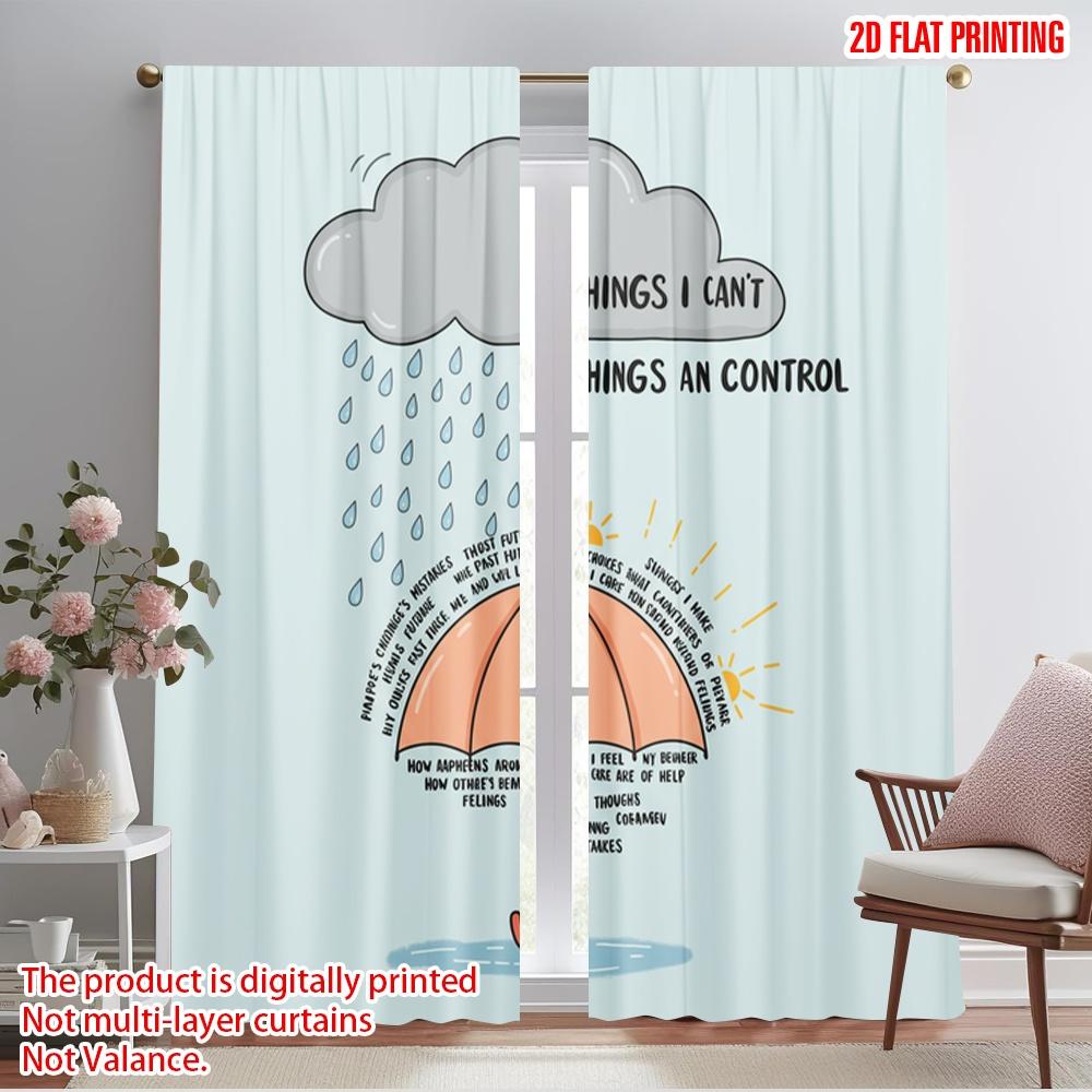 

2pcs 2D flat printing Window Drapes Mindset Control Growth Actions Choices 100% Polyester Without Electricity Party Decorations 52.50×116.00 CM 2pcs