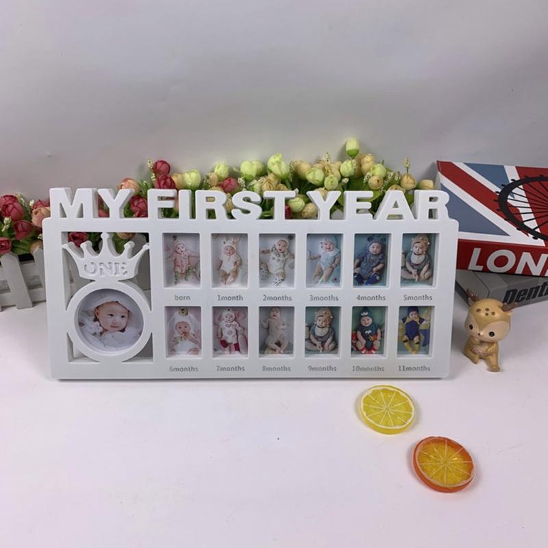 First Year Milestone Photo Frame Souvenirs My First Year Baby Keepsake Frame for Photo Memories 0-12 Months Pictures