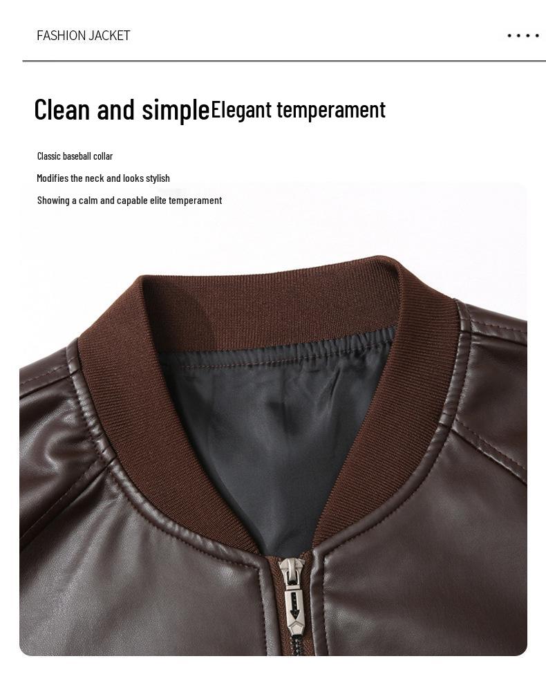 Men's Stand Collar Motorcycle Leather Jacket - Spring/Autumn, Casual & Stylish for Teens and Adults.