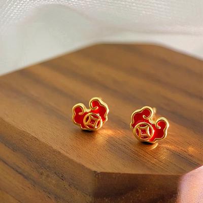 Boucles d'oreilles Ping An Lock pour femmes, nouvelles boucles d'oreilles festives de style national chinois