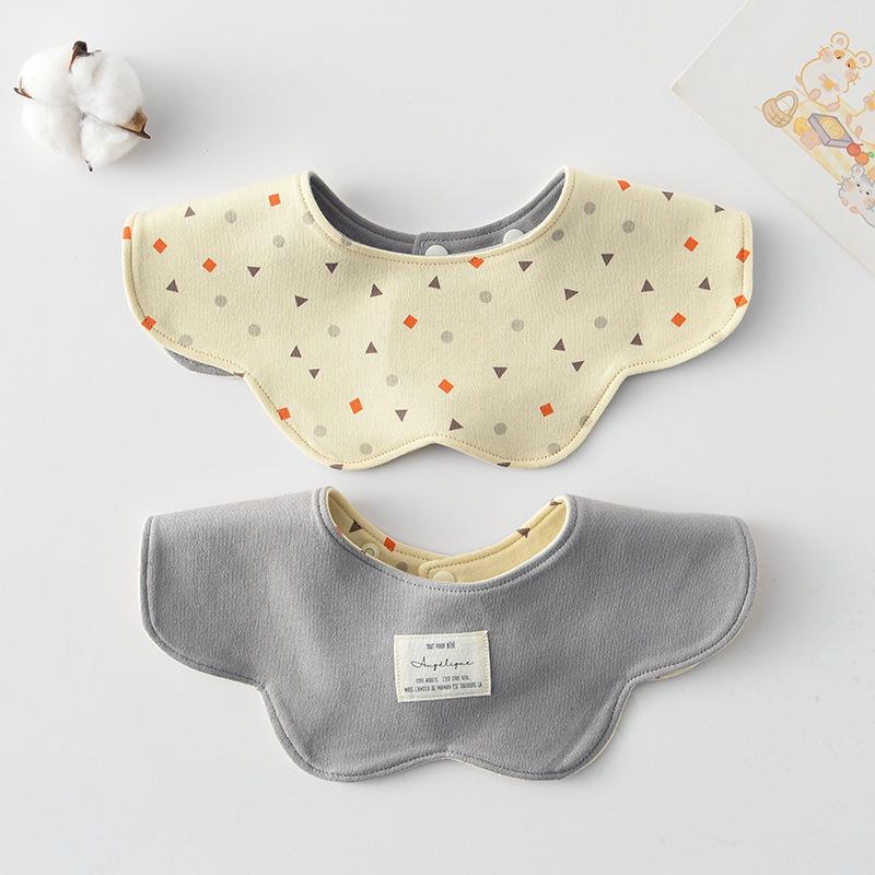 Korean Style A-Type Pure Cotton Double-Sided Baby Bib for 0-2 Years