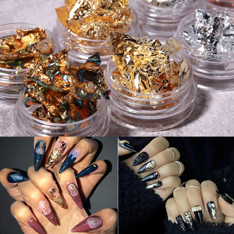 Nail Art Ultra Thin Gold Silver Tin Foil 12 Grid Nail Art Gold Silver Foil Color Tin Foil Set