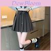 Minimalist Cotton Blend Pleated Skirt With High Waist For Autumn Winter Fashion