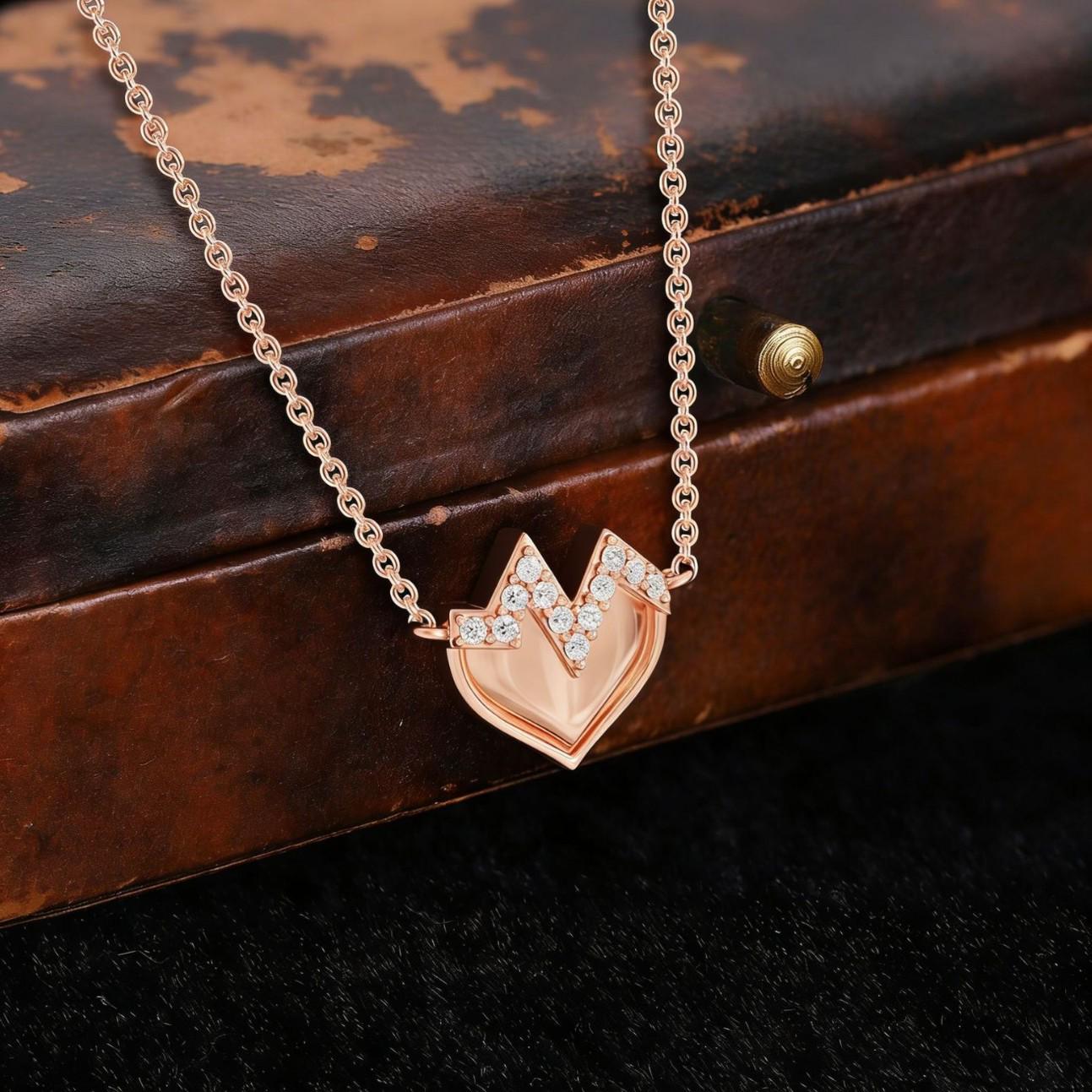 Rose Gold Heart-Shaped Starry Necklace, S925 Sterling Silver – Ideal 520 Gift for Girlfriend 925 Sterling Silver